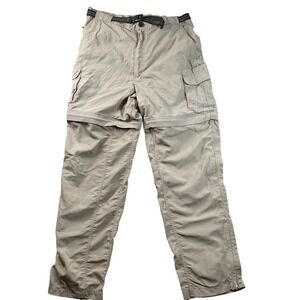 Magellan Sportswear Convertible Cargo Pants Mens L Tan Excellent Zip Off Hiking